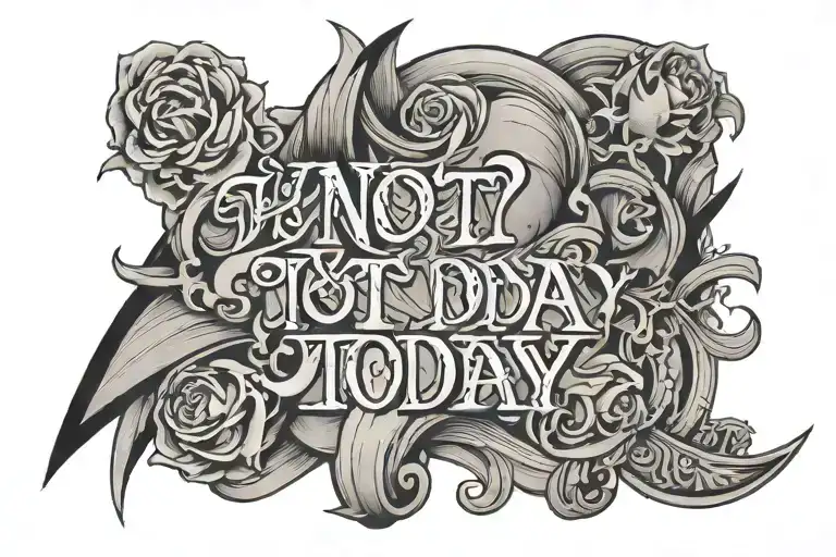 text 'NOT TODAY' tattoo design idea