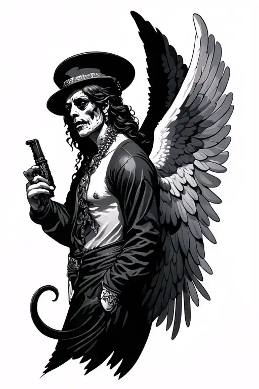 Gangster angel tattoo design idea